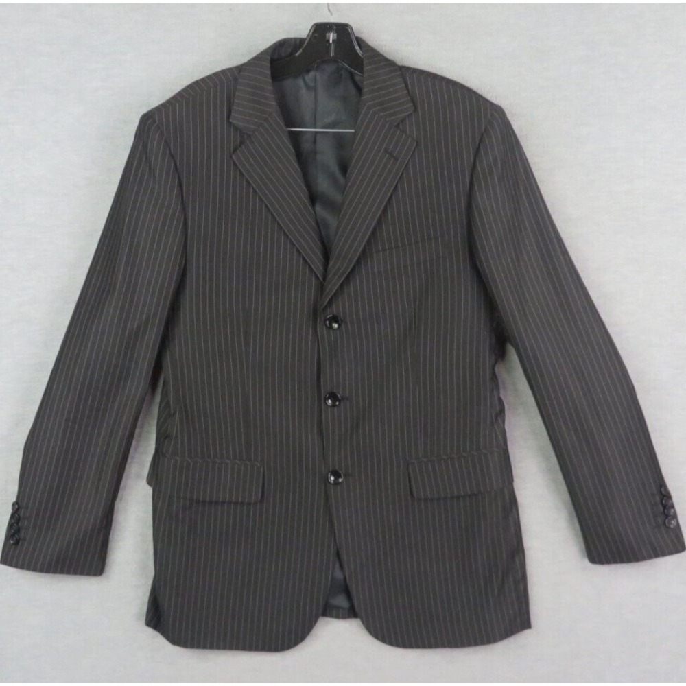 Giorgio Armani Le Collezioni Mens Blazer 48‎ Black Pinstripe Wool Sport Coat